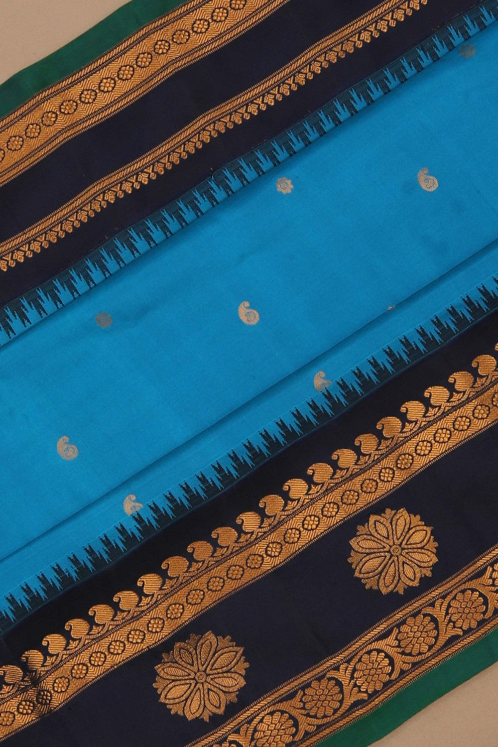 Image of Gadwal Silk Blue Saree